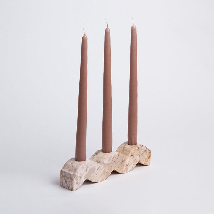 Hand-carved Soapstone Candle Holder, Creamy