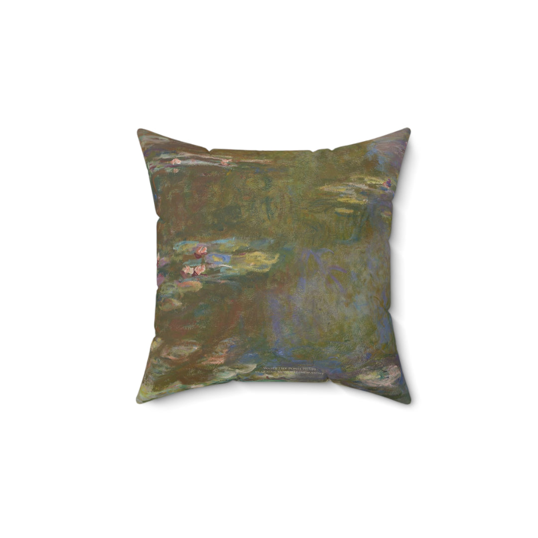 Faux Suede Pillow, Water Lily Pond by Claude Monet