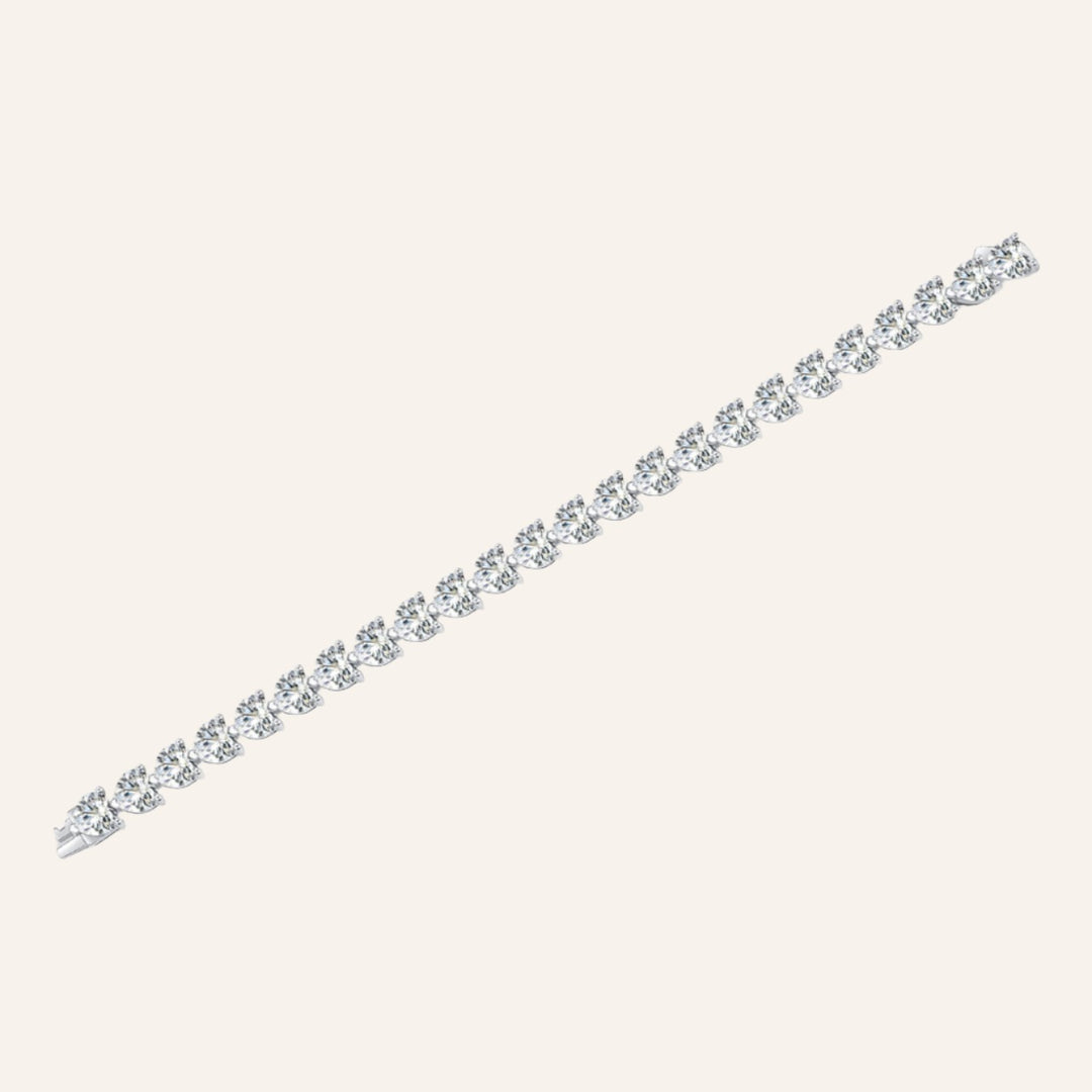 24 Carat Moissanite Heart Bracelet, 925 Silver