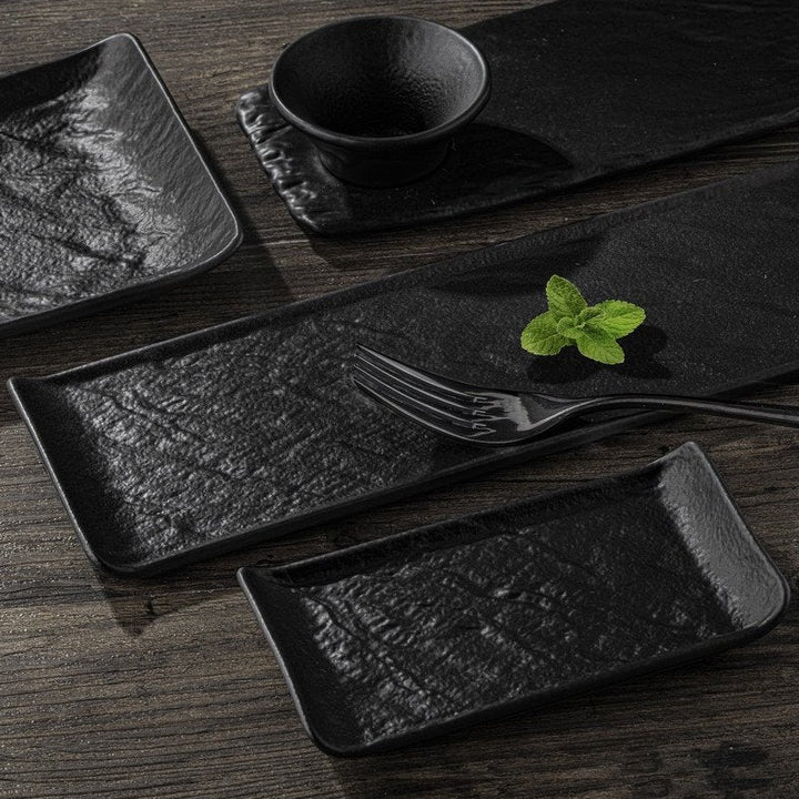 Black Porcelain Slate Rectangular Dish, 11.75" x 3.75"