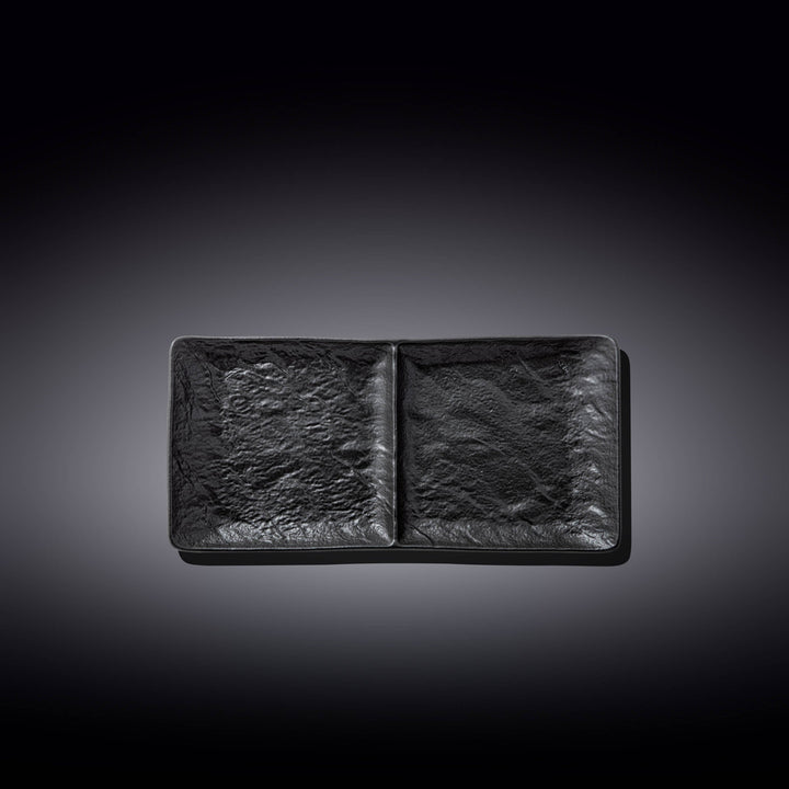 Rectangular Two Part Dish, Black Porcelain Slate look