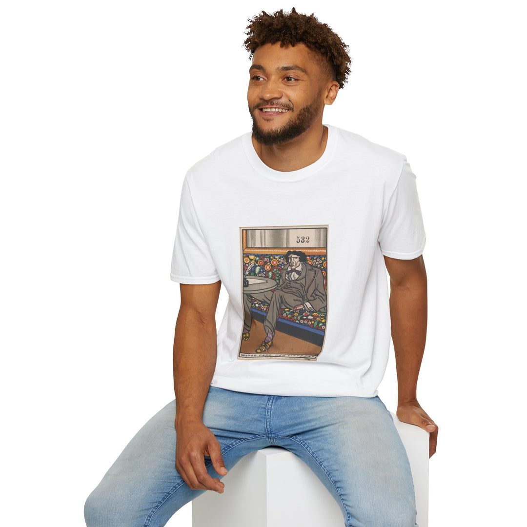 Unisex Soft Cotton Tee, Viennese Café: The Man of Letters by Moriz Jung