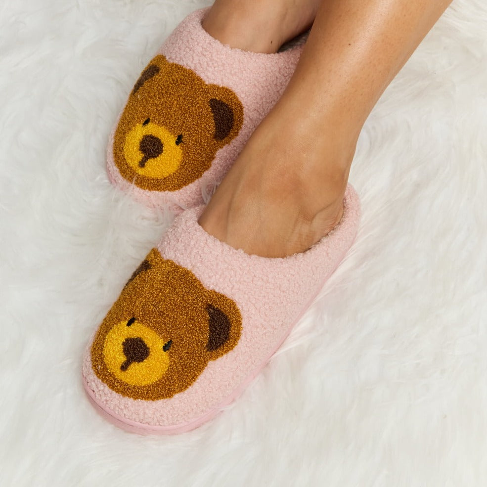 Plush Closed-Toe Slippers, Teddy Bear