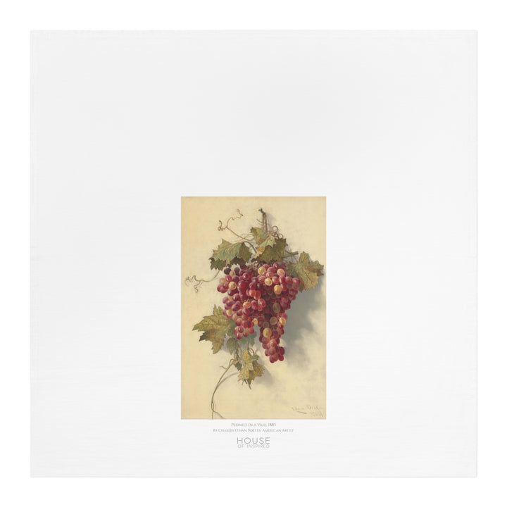 Kitchen Tea Towel, Grapes Against White Wall by Edwin Deakin