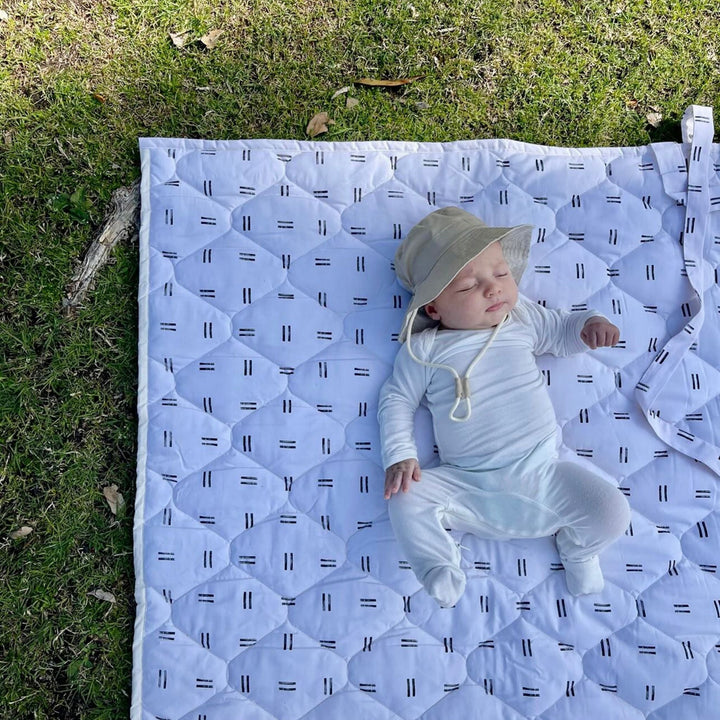 Organic Cotton Quilted Picnic Blanket, Cream & Gray