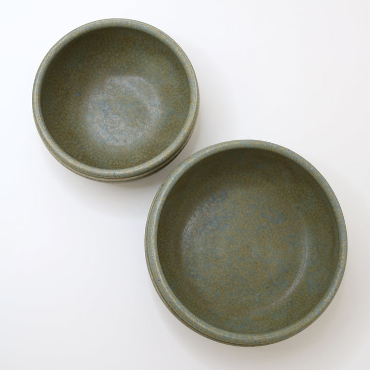 Handmade Set of Two Assorted Ceramic Bowls, Green