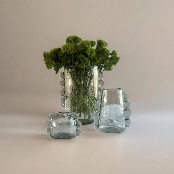Handcrafted Mouth-Blown 9" Glass Vase, Clear