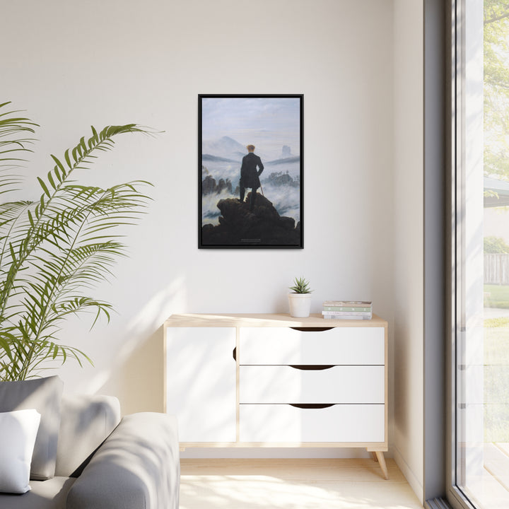 Matte Canvas in Black Frame, Wanderer above the Sea of Fog by Caspar David Friedrich