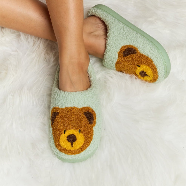 Plush Closed-Toe Slippers, Teddy Bear