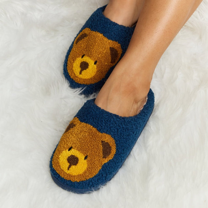 Plush Closed-Toe Slippers, Teddy Bear