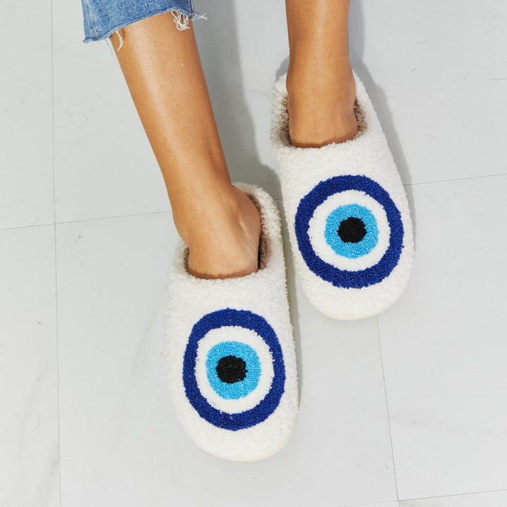 Plush Closed-Toe Slippers, Evil Eye