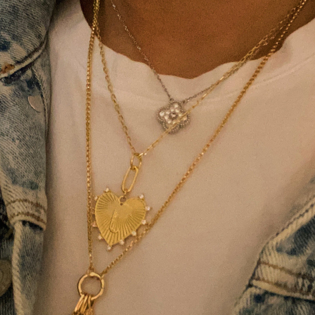 Hanging Initial Heart Necklace, 18K Gold Plated