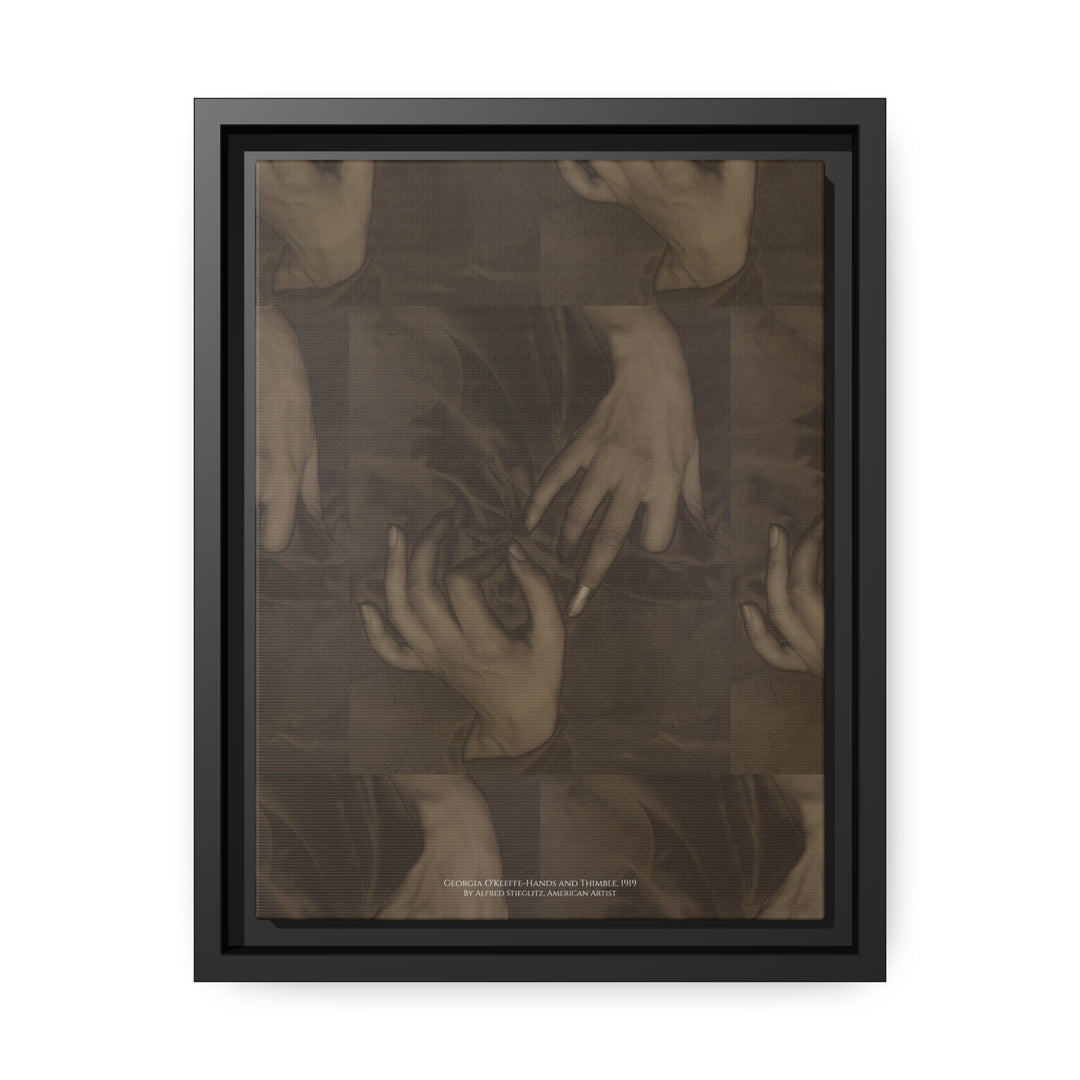 Matte Canvas in Black Frame, Georgia O'Keeffe-Hands and Thimble by Alfred Stieglitz