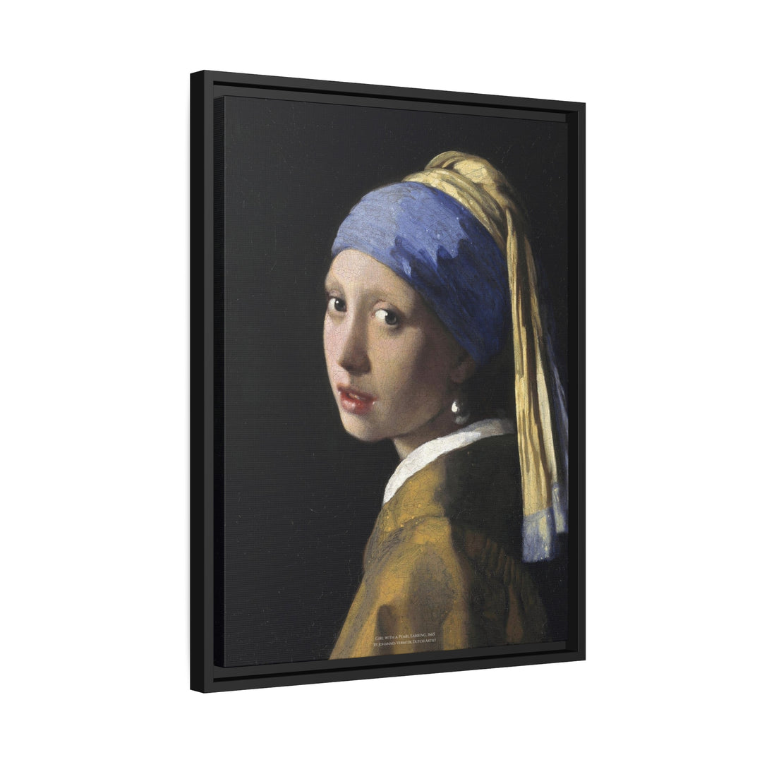 Matte Canvas in Black Frame, Girl with a Pearl Earring by Johannes Vermeer