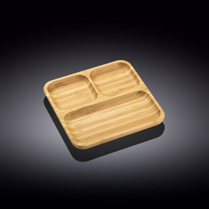 Bamboo Divided Dish, 8.5" Square