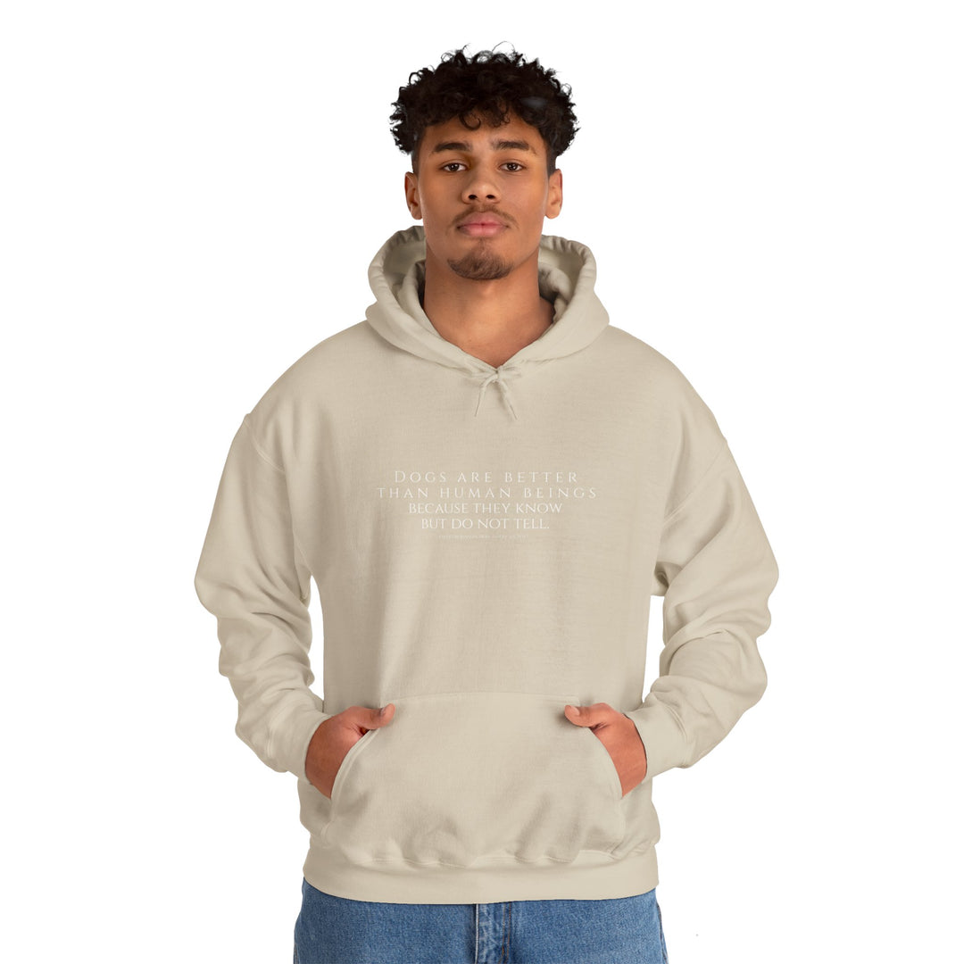 Heavy Blend Hoodie, Dogs are Better by Emily Dickinson