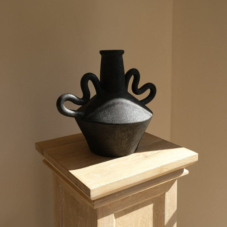 Handmade Clay Dance Vessel Vase, Cream or Charcoal