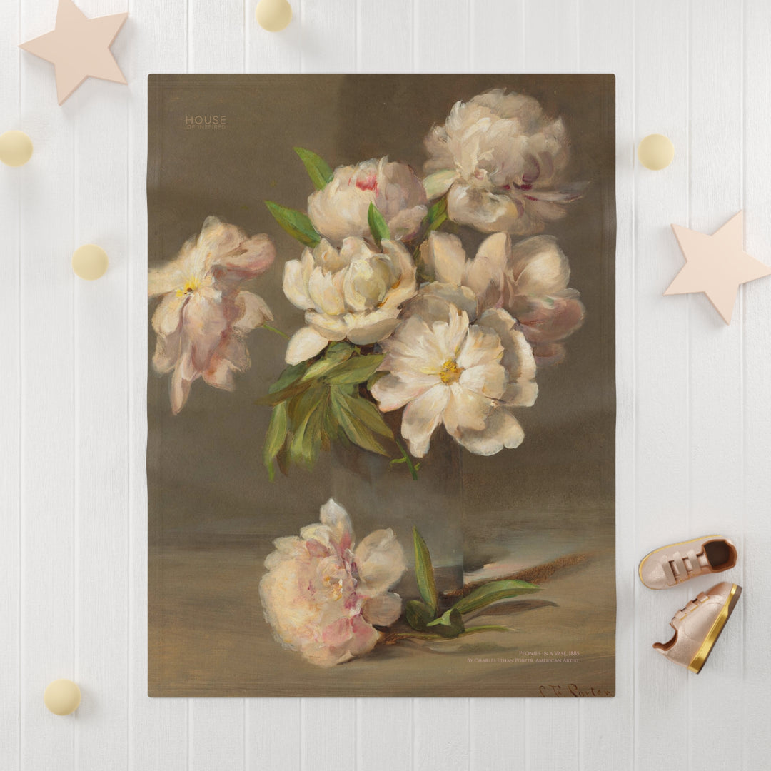 Soft Fleece Baby Blanket, Peonies in a Vase by Charles Ethan Porter