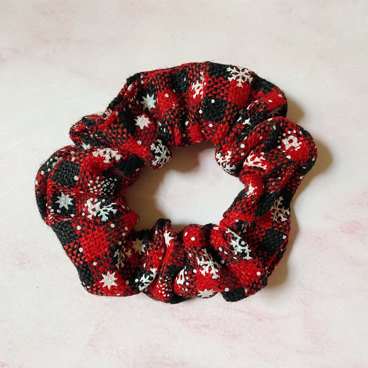 Holiday Plaid Scrunchies, Set of 4