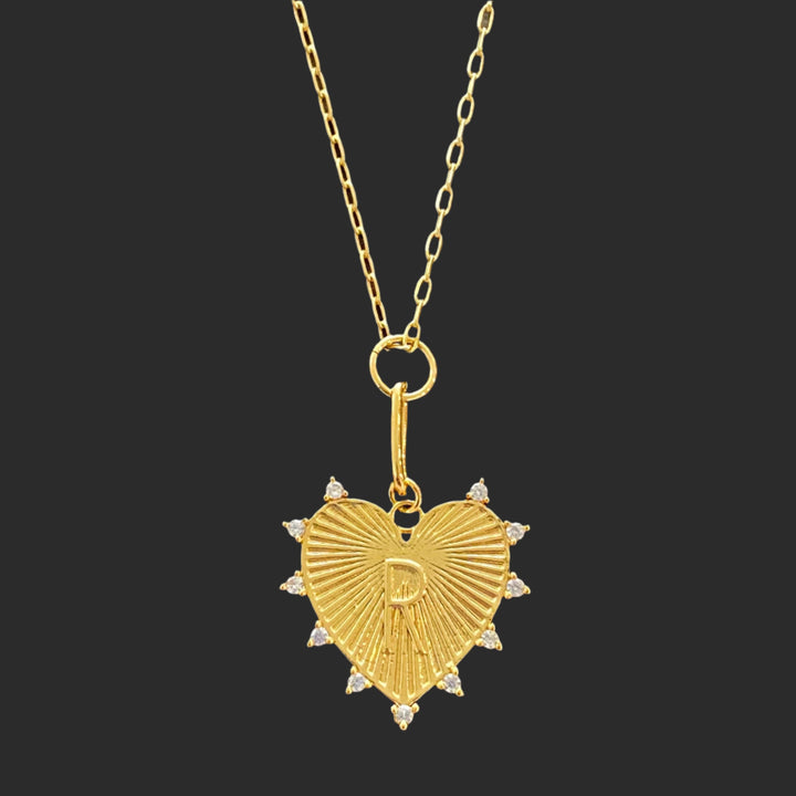 Hanging Initial Heart Necklace, 18K Gold Plated