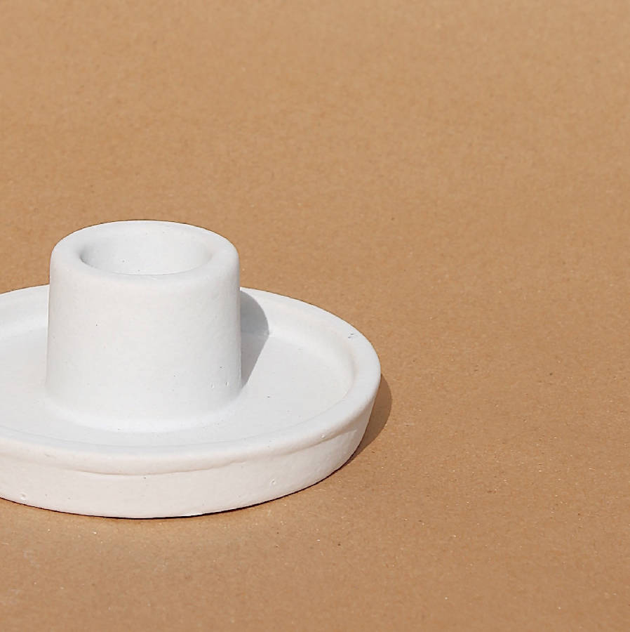 Handmade Ceramic Set of 2 Candle Holders, Black or White
