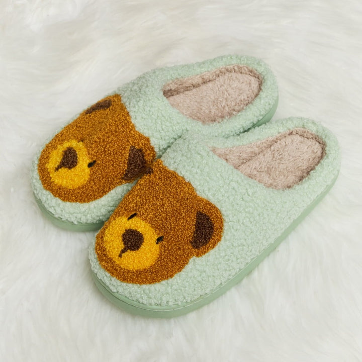 Plush Closed-Toe Slippers, Teddy Bear