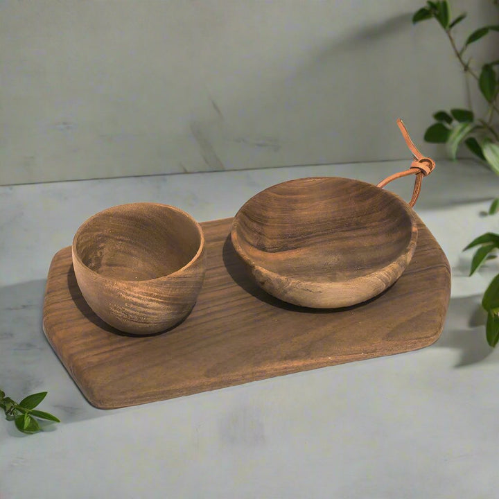 Handmade Walnut Wood Set, Cutting Board & Bowls