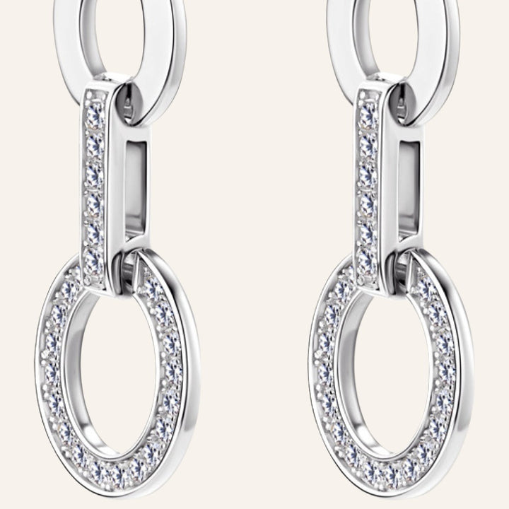 Moissanite Circle Link Earrings, 925 Silver