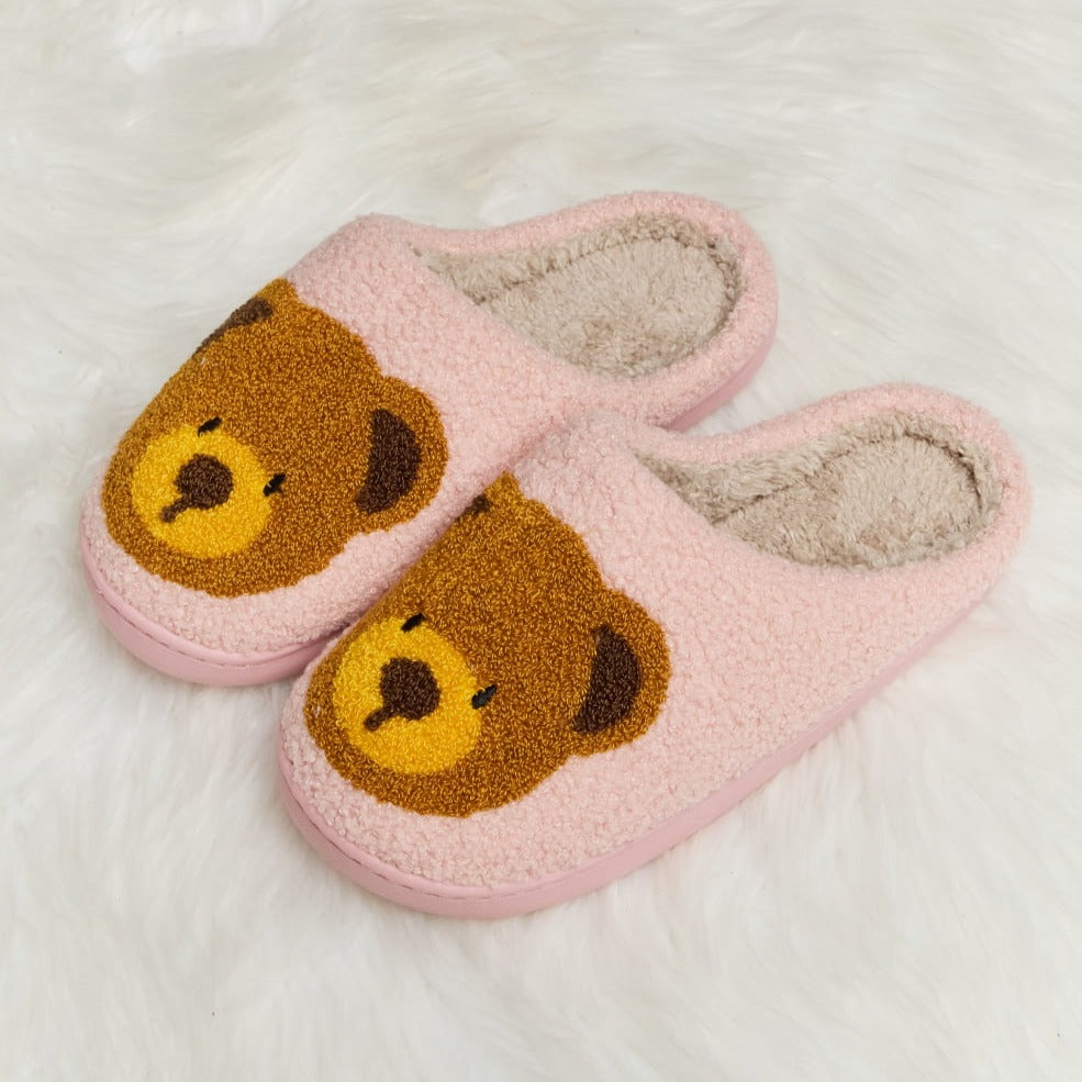 Plush Closed-Toe Slippers, Teddy Bear