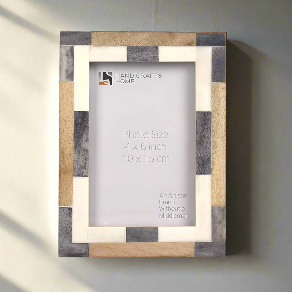 Handmade Bone Inlay & Mango Wood Frame, Tile Pattern