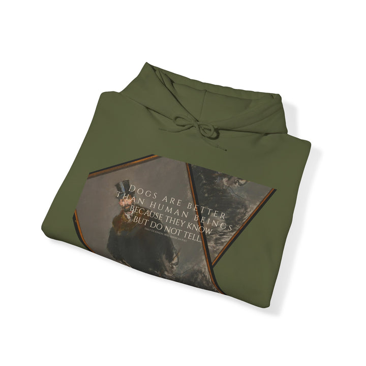 Heavy Blend Hoodie, Dogs are Better Dogs are Better by Emily Dickinson & Éduoard Manet