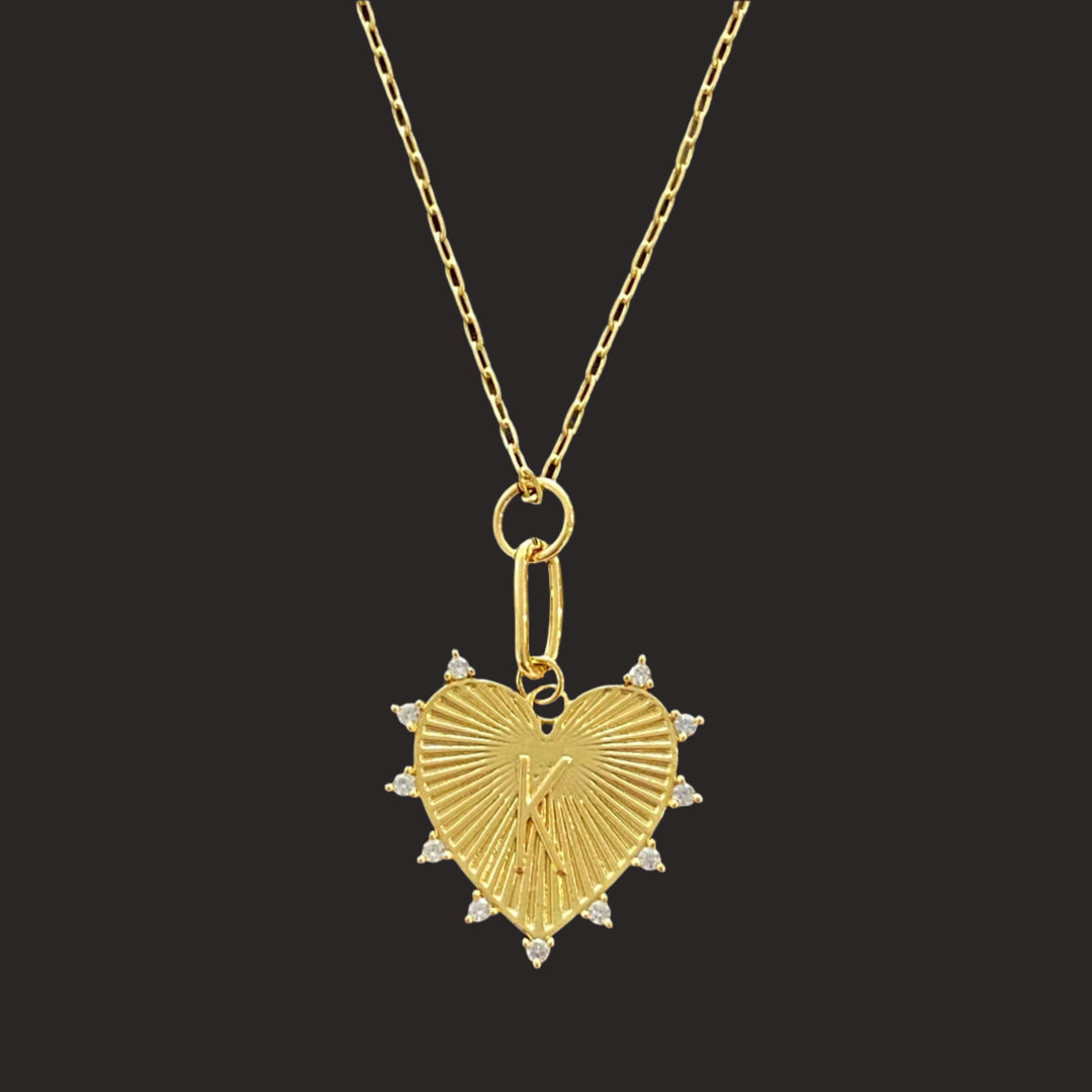 Hanging Initial Heart Necklace, 18K Gold Plated