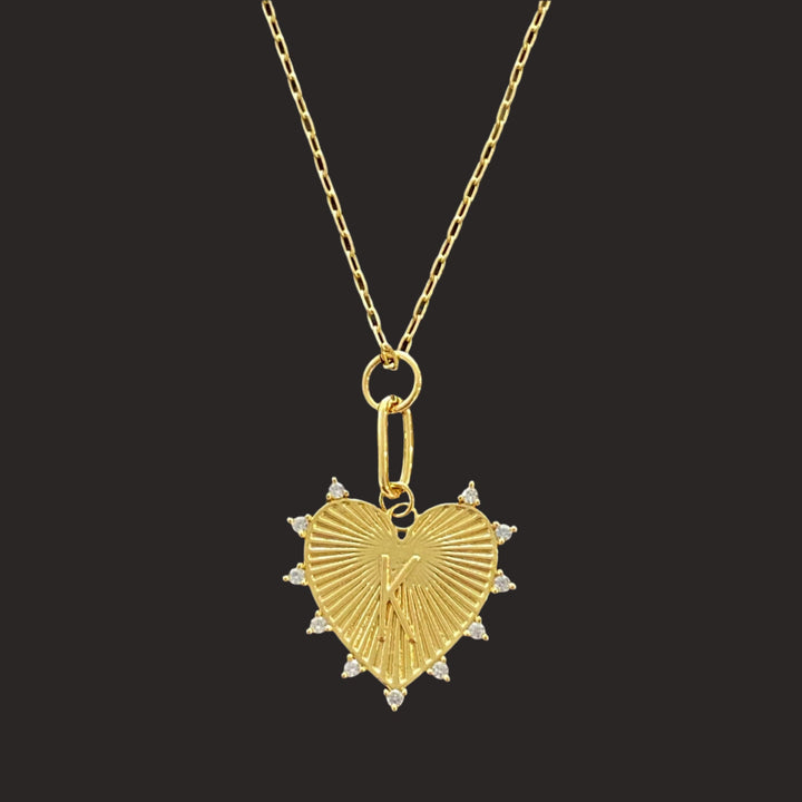 Hanging Initial Heart Necklace, 18K Gold Plated