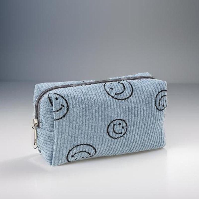 Corduroy Cosmetic Bag, Smiley Faces