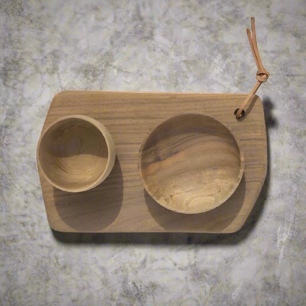 Handmade Walnut Wood Set, Cutting Board & Bowls