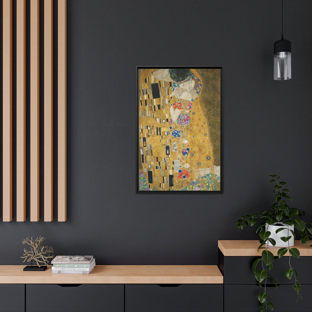 Matte Canvas in Black Frame, The Kiss by Gustav Klimt