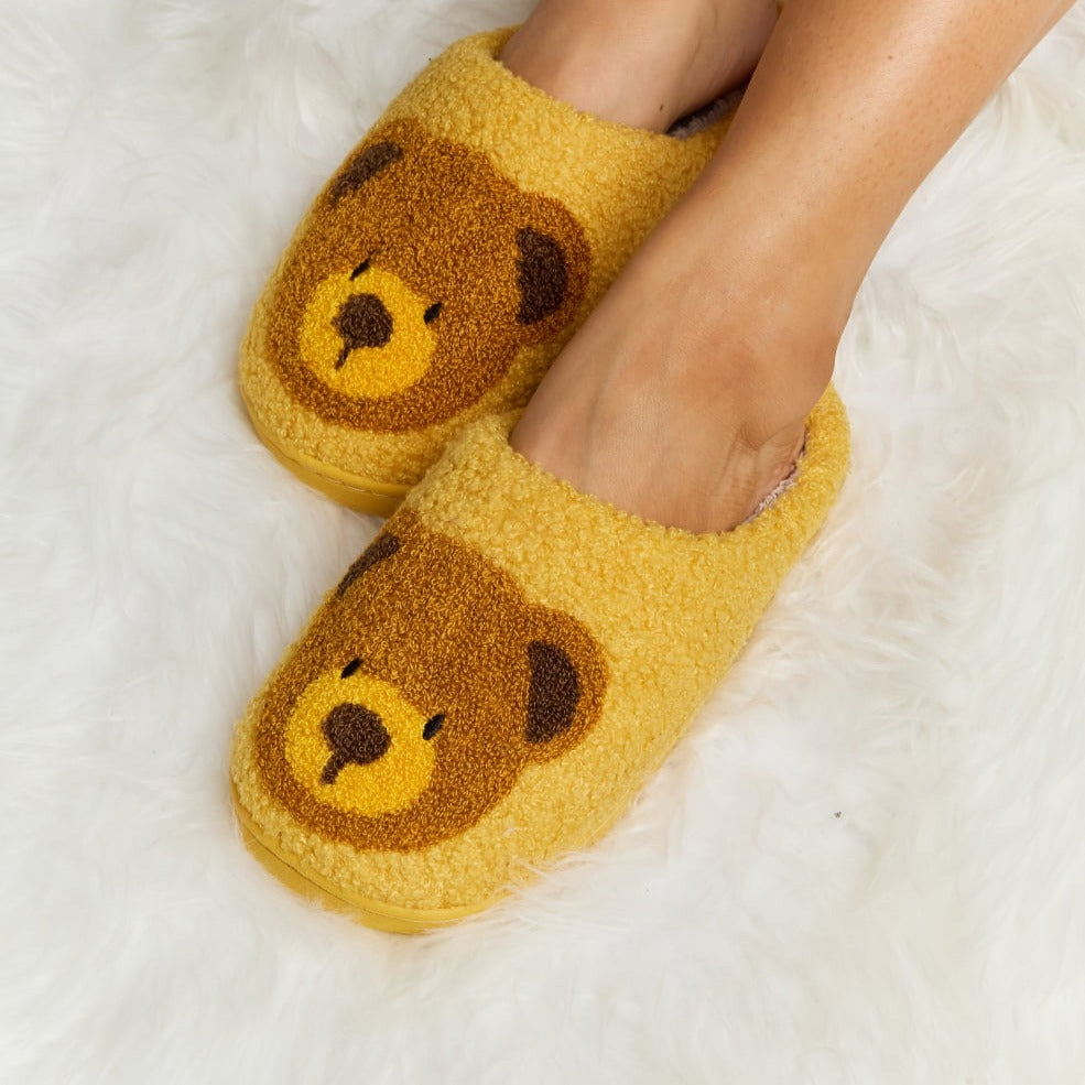 Plush Closed-Toe Slippers, Teddy Bear