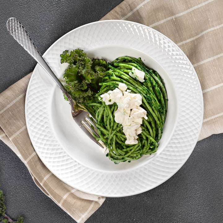 Porcelain Embossed Deep Plate, 9 Inches