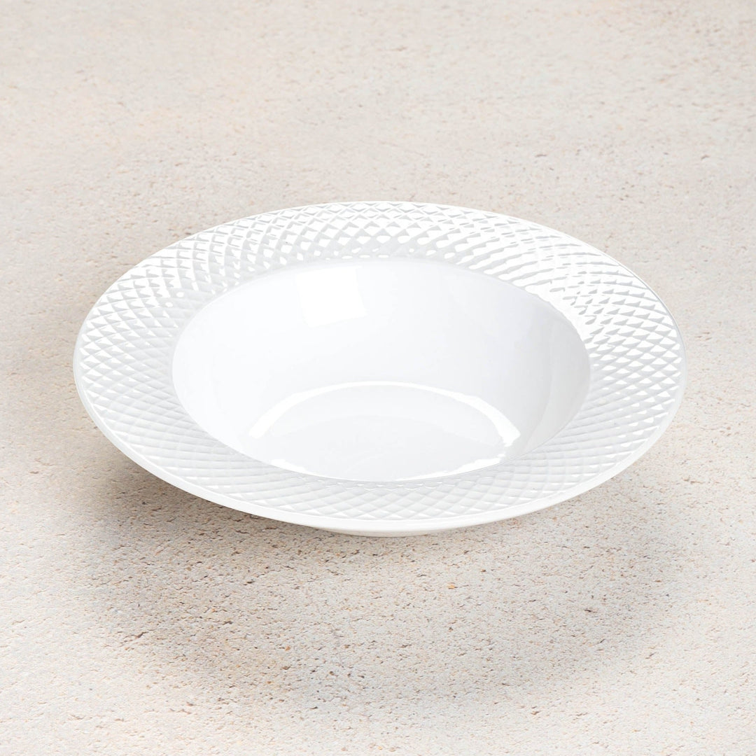 Porcelain Embossed Deep Plate, 9 Inches