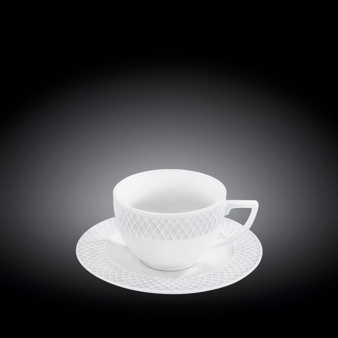 Porcelain 8oz Cups & 6" Saucers, Set Of 6