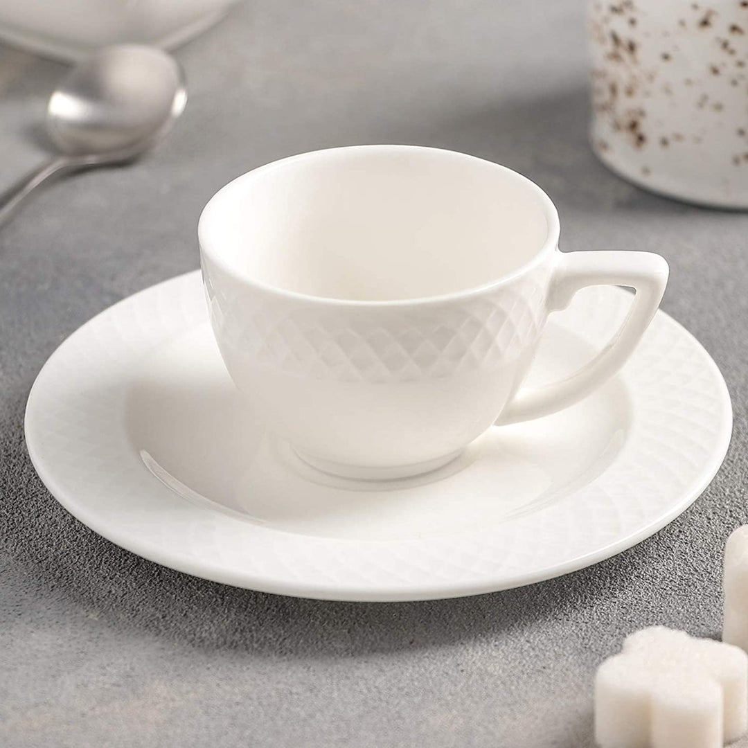 Porcelain 3oz Coffee Cups & Saucers, Set of 12