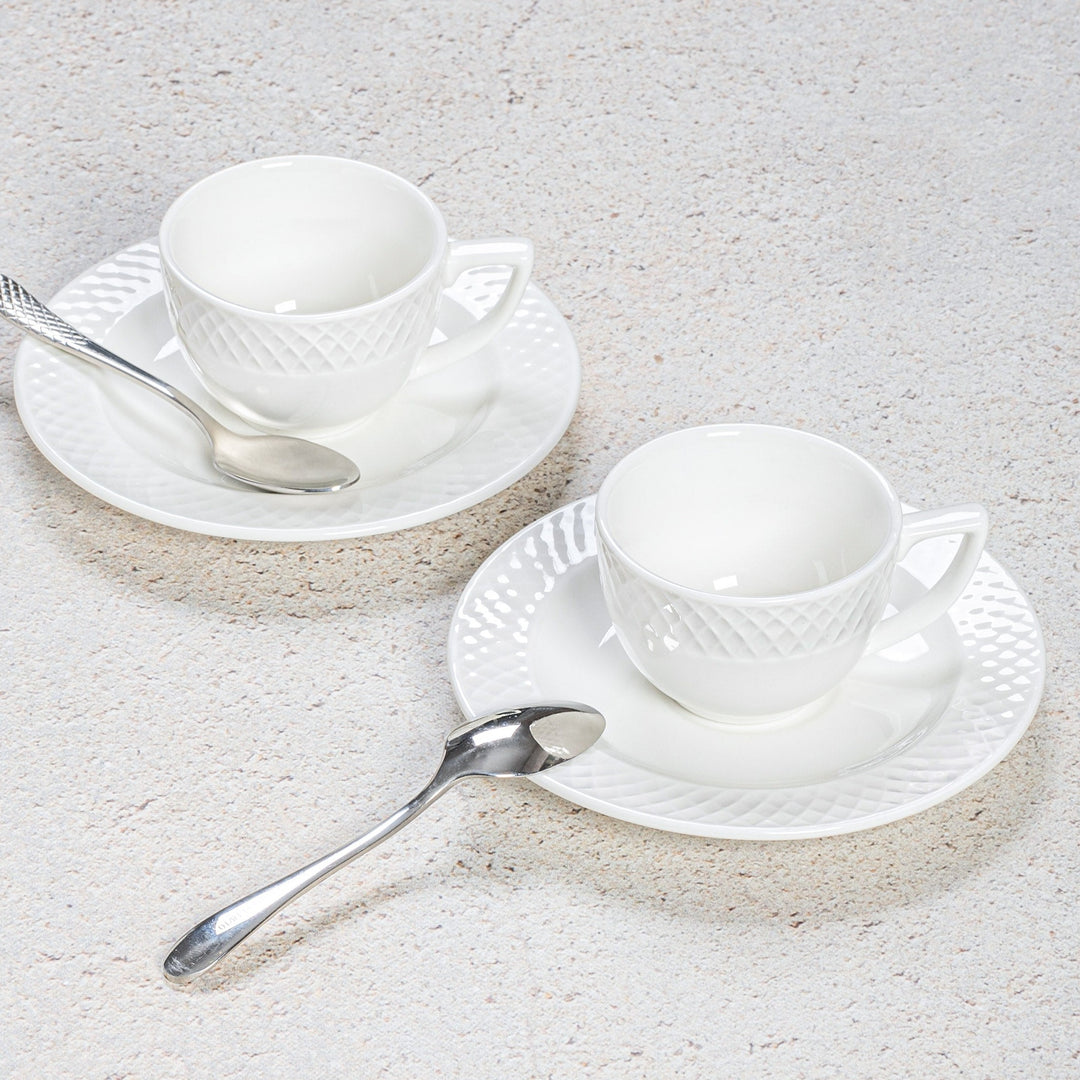 Porcelain 3oz Coffee Cups & Saucers, Set of 12