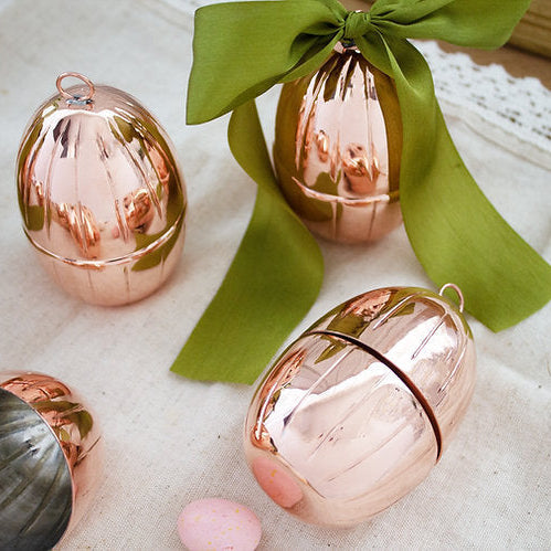 Handmade Vintage-Inspired Copper Eggs, Set of 4