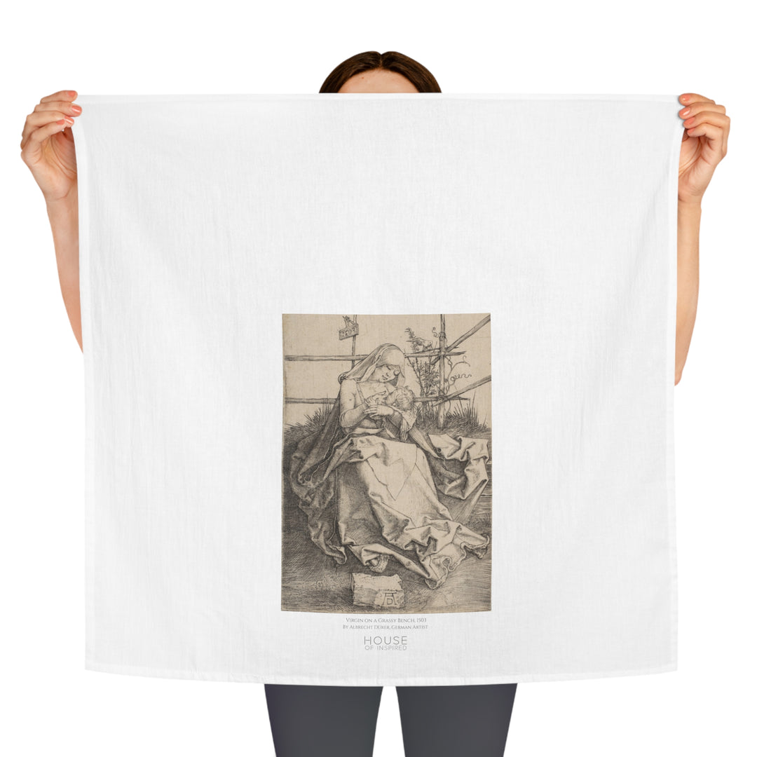 Kitchen Tea Towel, Virgin on a Grassy Bench by Albrecht Dürer