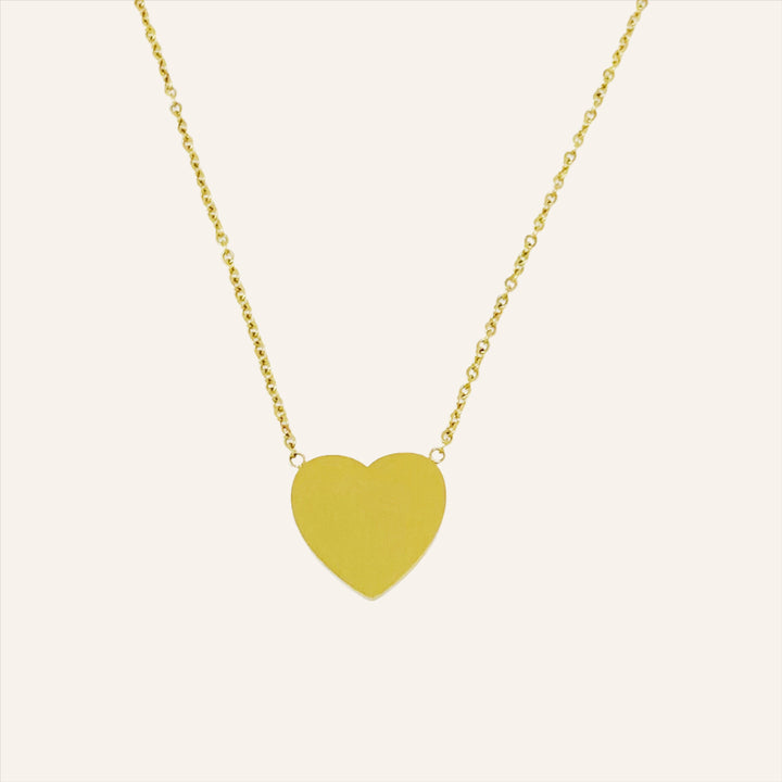 Statement Heart Necklace, Gold Plated