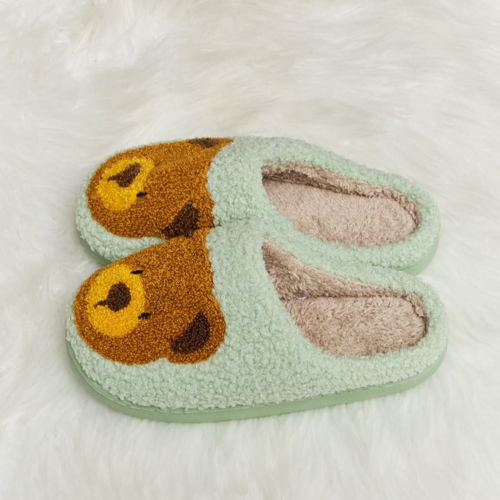 Plush Closed-Toe Slippers, Teddy Bear