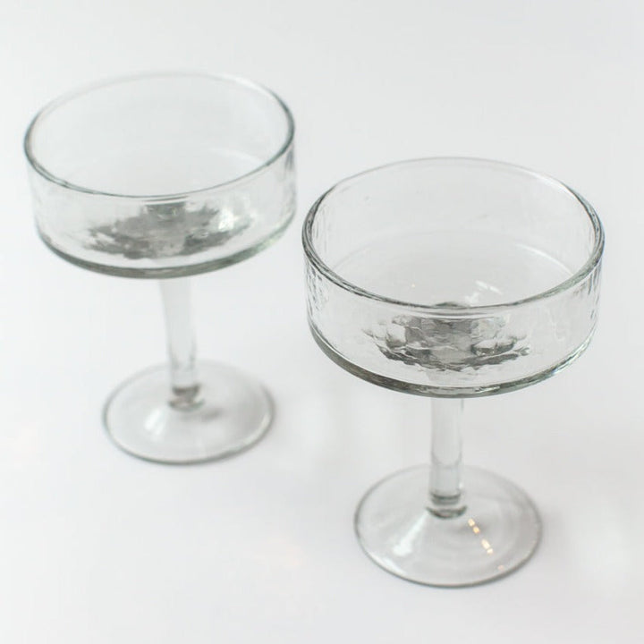 Handblown Clear Coupe Cocktail Glasses, Set of 4