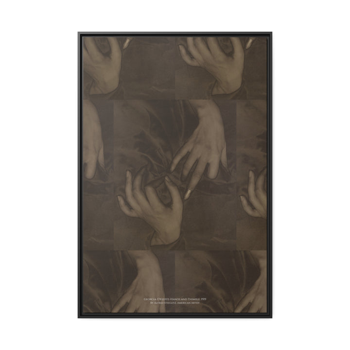 Matte Canvas in Black Frame, Georgia O'Keeffe-Hands and Thimble by Alfred Stieglitz