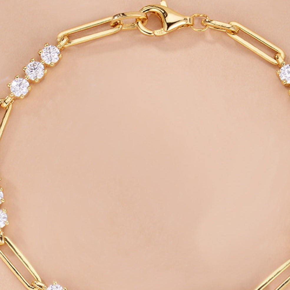 1.8 Carat Moissanite Bracelet, 18k Gold Plated 925 Silver