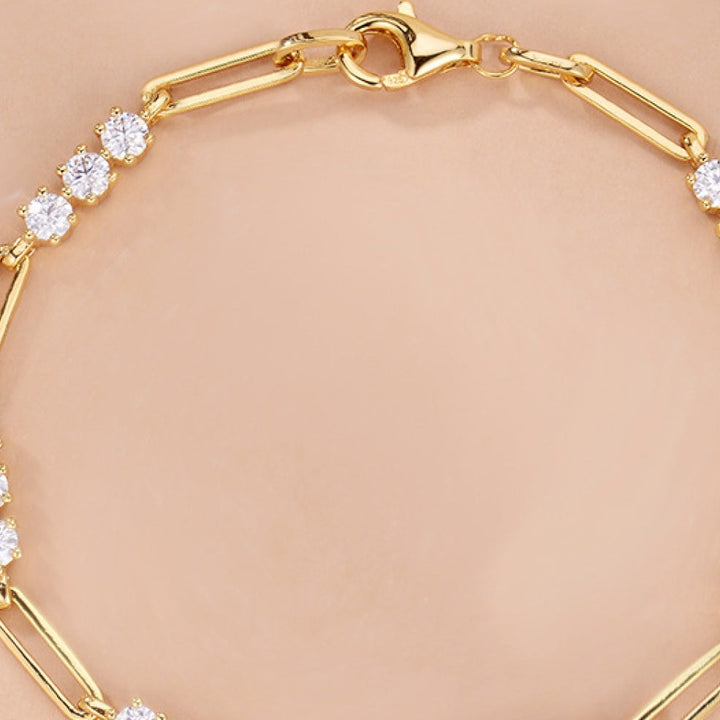 1.8 Carat Moissanite Bracelet, 18k Gold Plated 925 Silver